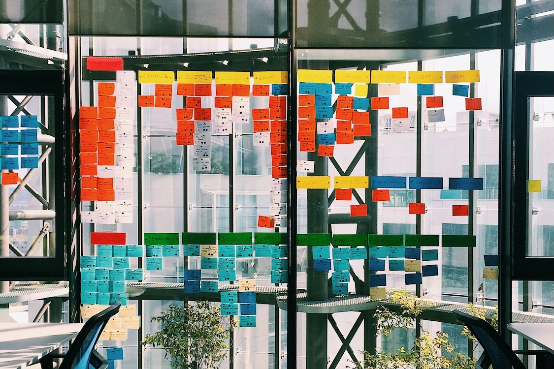 agile post it notes on wall
