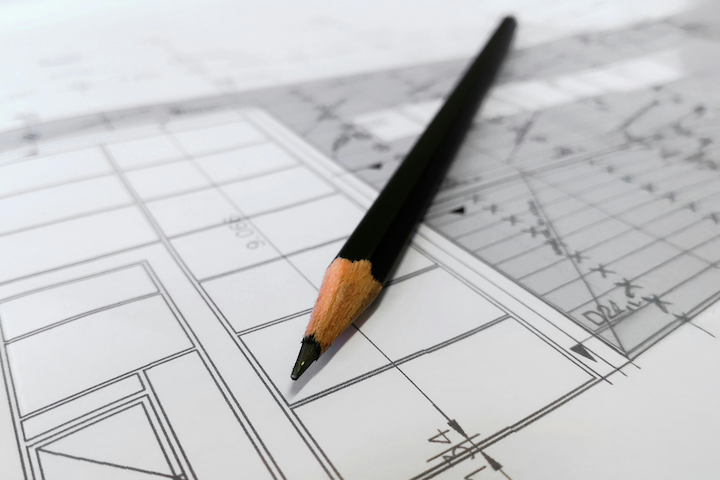 blueprint with pencil