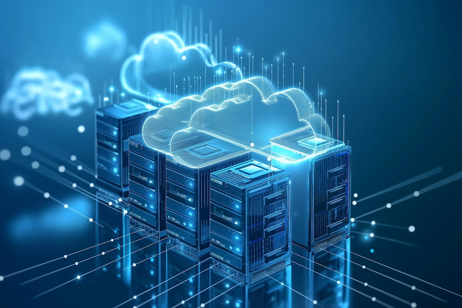 clouds hovering on servers
