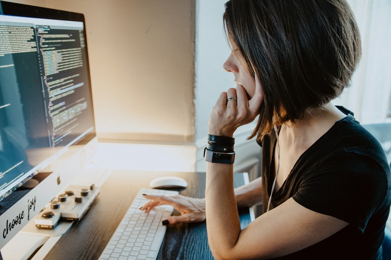 woman working on a computer
