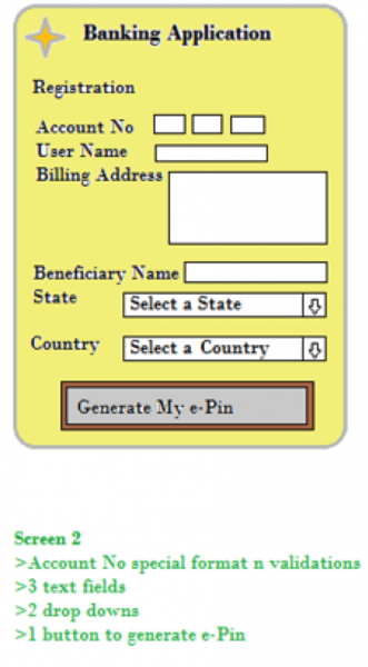 Banking app registration screen