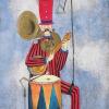 man playing multiple musical instruments