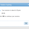 Message indicating a user's session will time out