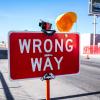 "Wrong Way" road sign