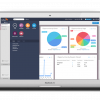 Desktop with CRM software dashboards