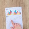 Person looking at a bar graph for information