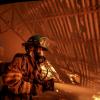 two firefighters putting out a fire